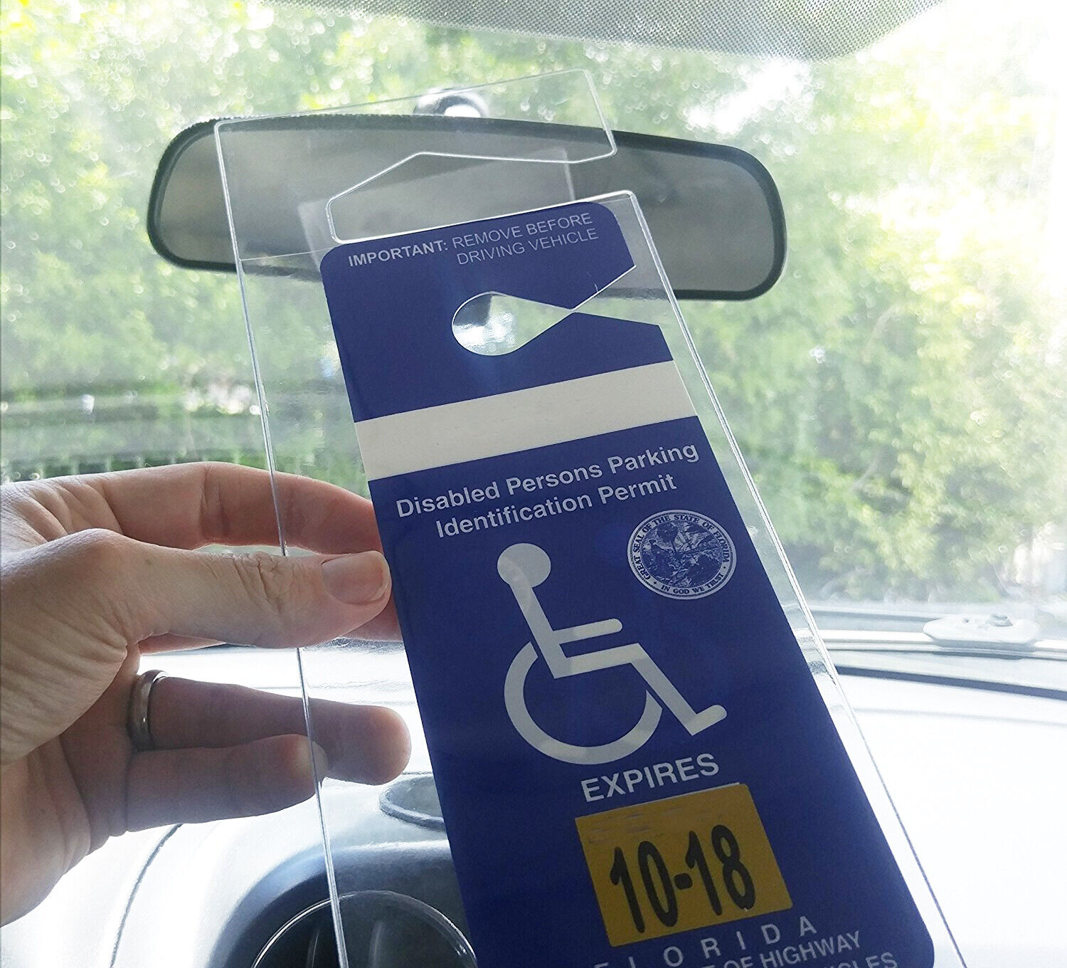 4pc Handicap Parking Placard Holders - Rear View Mirror Disability Permit Hanger Specialist ID SPID-1120 - фотография #3