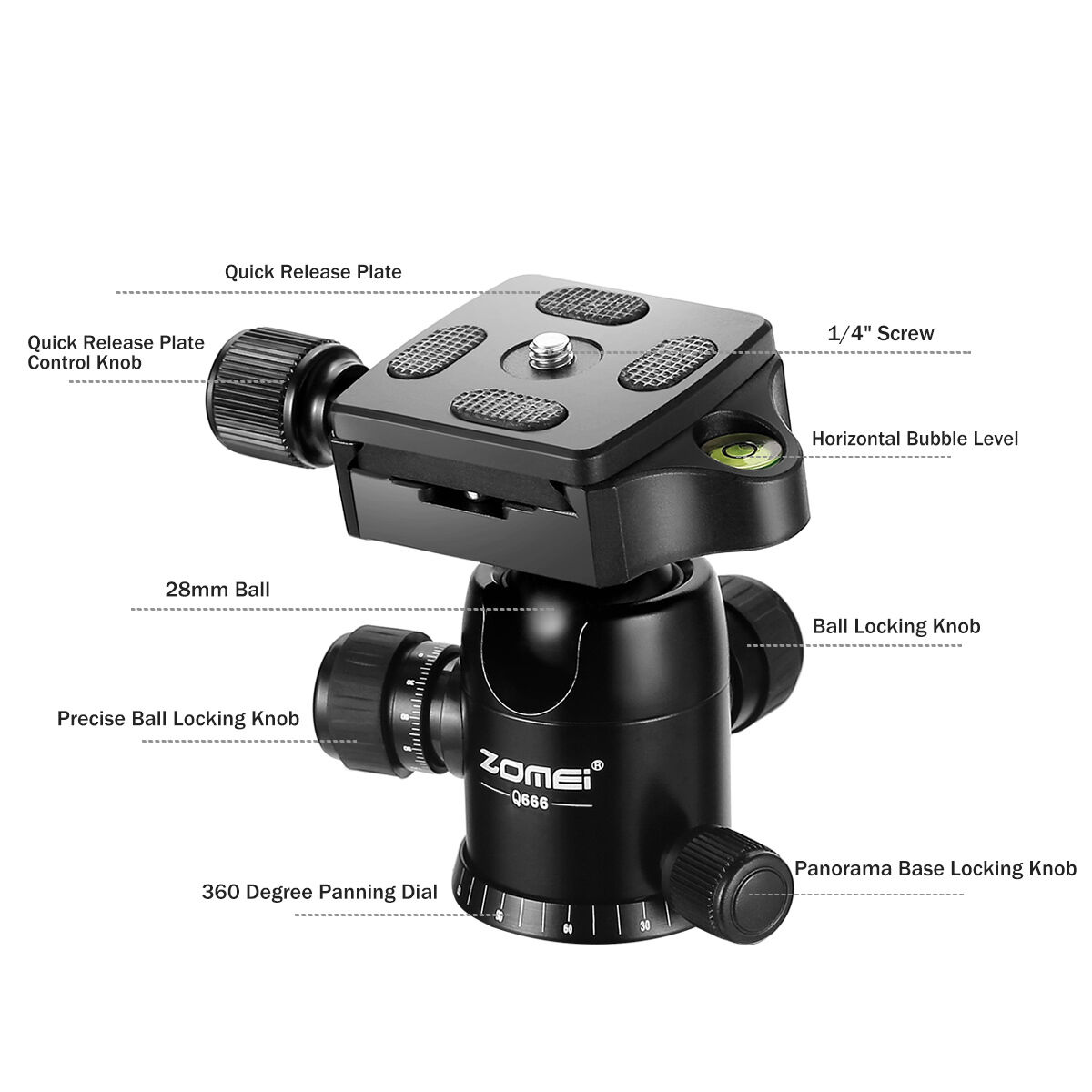 ZOMEI Q666 Portable Professional Tripod Monopod&Ball Head Travel for DSLR Camera Zomei Q666 - фотография #3