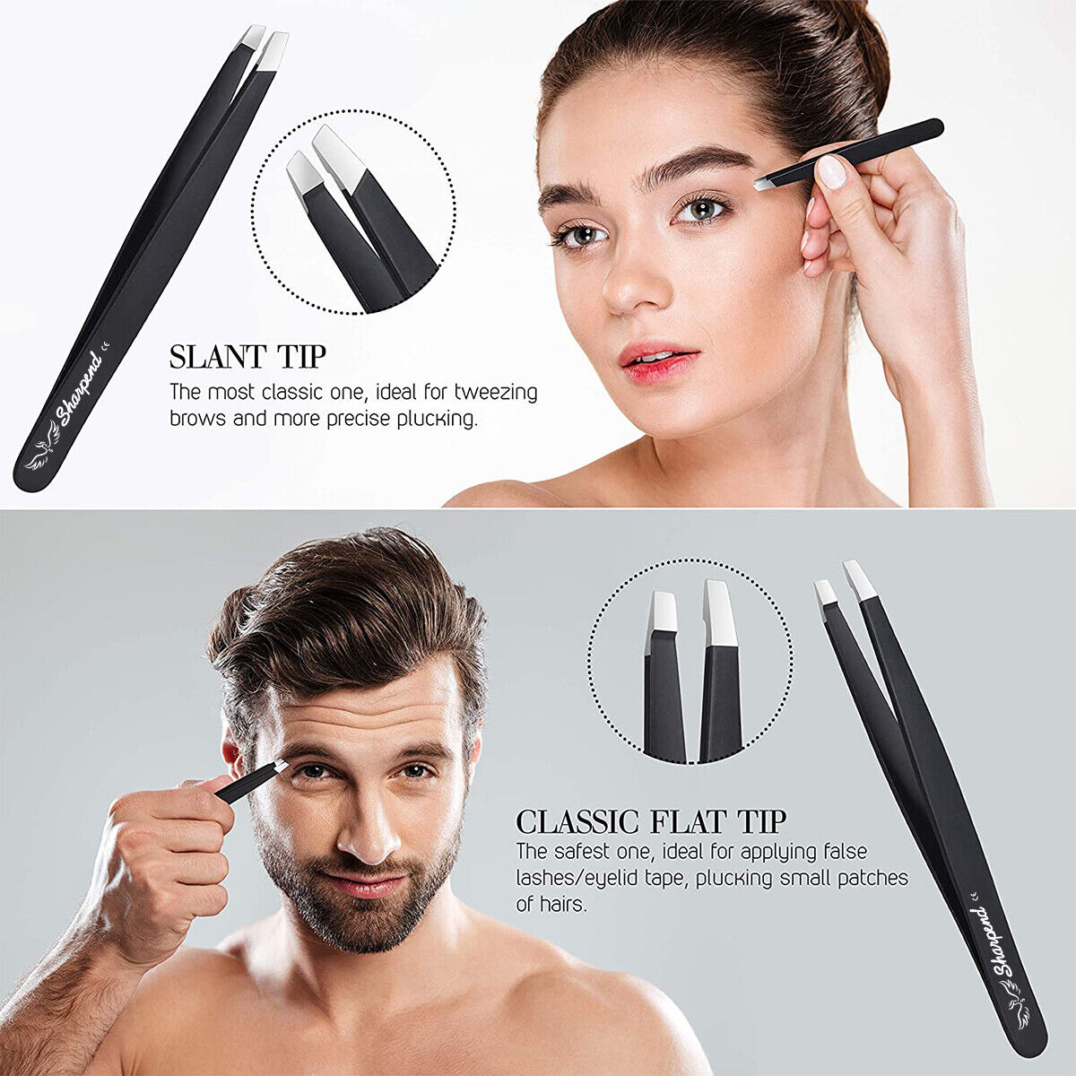 SHARPEND Tweezers Set 4-Piece Professional Stainless Eyebrow Hair Pluckers +Case SHARPEND DOES NOT APPLY - фотография #9