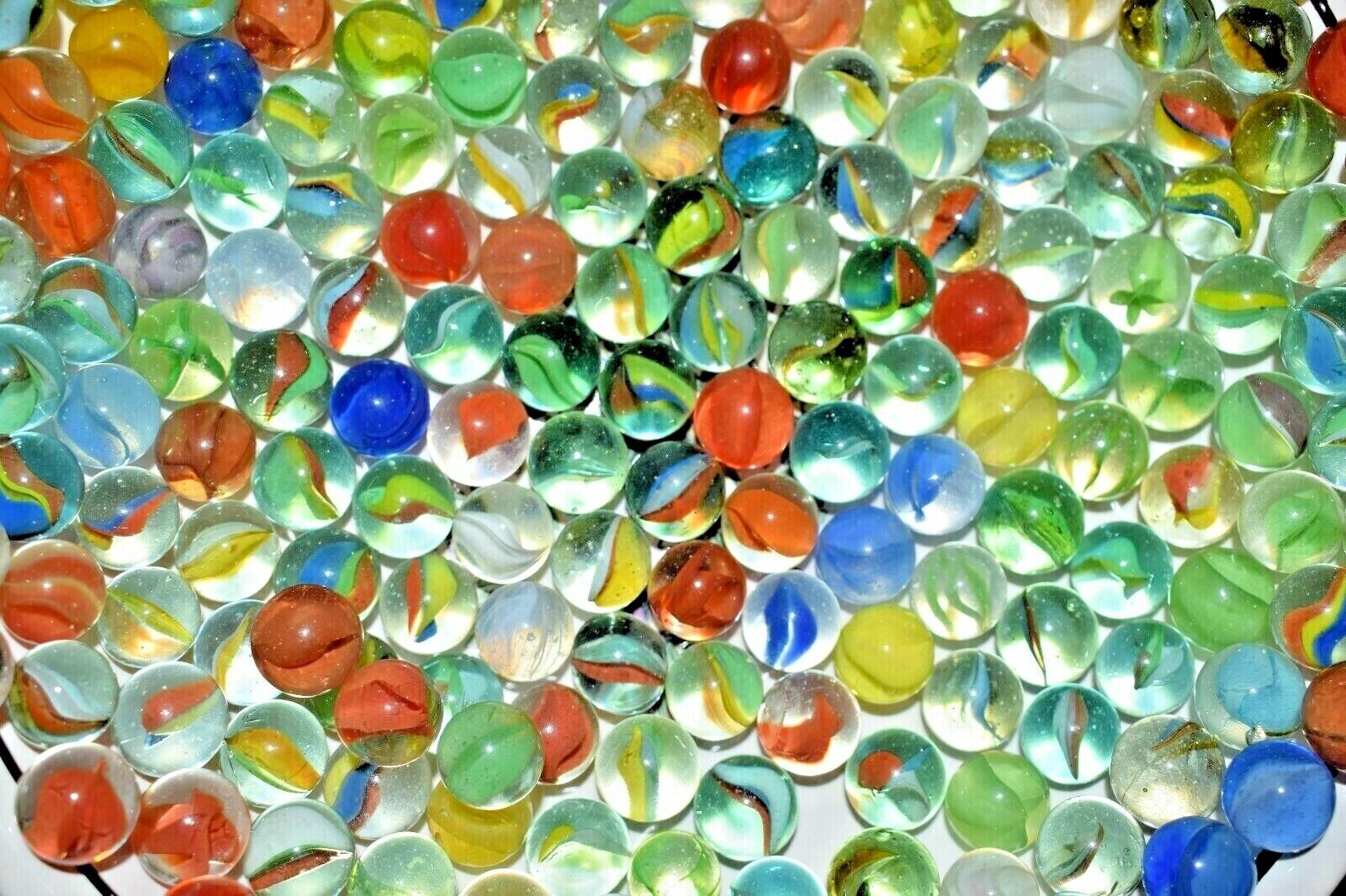 Lot of 50 Vintage Bright Colors Mixed Cat's Eye Marbles Size .625" / 5/8" Mint! unmarked mixes brands