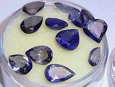 BLUE-purple Iolite-mix pear cut,(12)6.25ct,6x4--7x6mm,IO-A86,natural crystal Unbranded