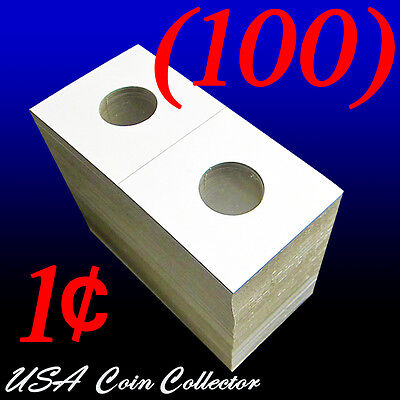 (100) Penny Size 2x2 Mylar Cardboard Coin Flips for Storage | 1 Cent Holder Guardhouse