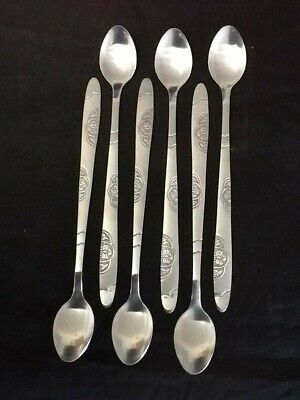 6 Iced Tea Spoons_Set of Six Stainless Steel Long Handle Ice Coffee 7.5" Desert Unbranded Ice Tea Spoon - фотография #3