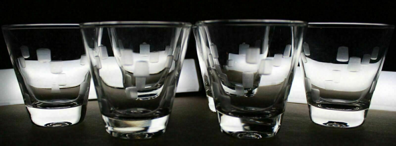 Cocktail Glasses Retro Mid-Century Modern Etched Glass Minimalist Design Lot 6 Без бренда - фотография #3