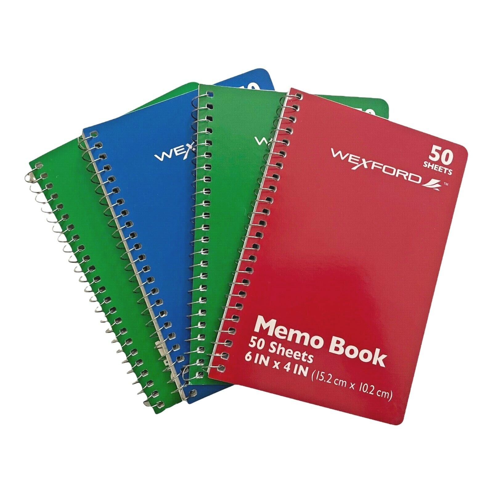 Wexford Memo Mini Spiral Notebook Lined Note Pad 6x4 Various Colors Set of 4 NEW Wexford 341283