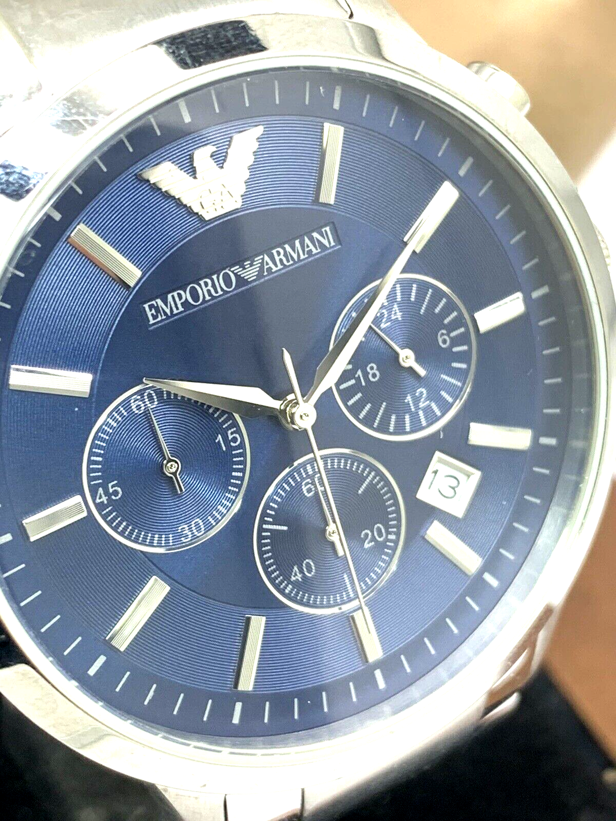 Emporio Armani Men's Watch AR2448 Quartz Chronograph Blue Dial Stainless Steel Emporio Armani AR2448 - фотография #11