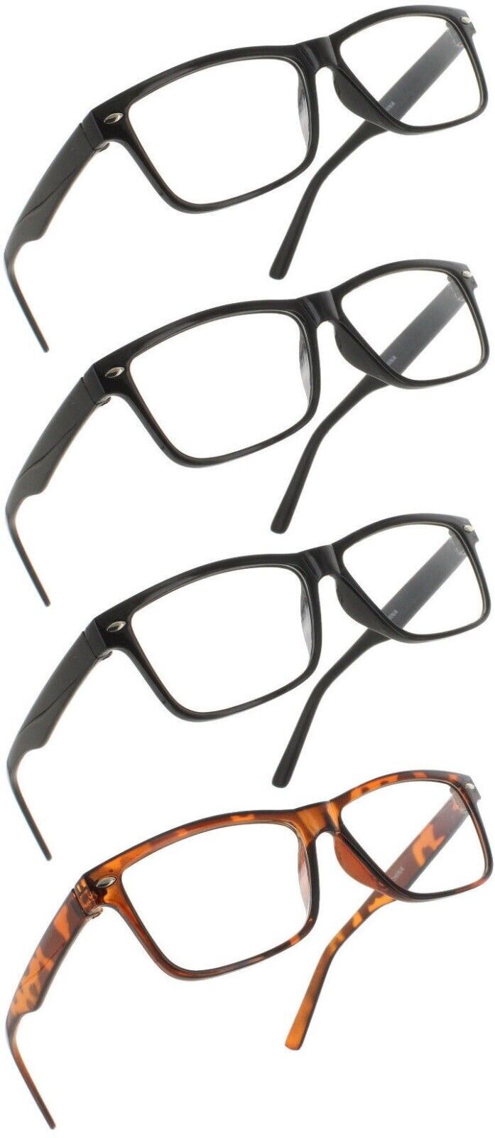 4 Pair Pack Reading Glasses Readers Men Women Square Classic Frame Unbranded Does Not Apply - фотография #2