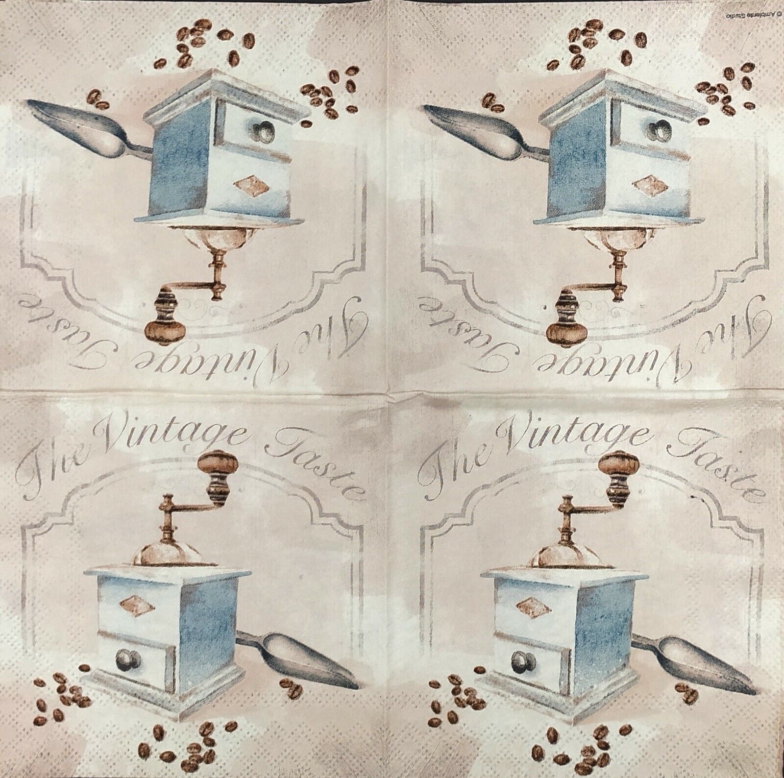 S246# 3 x Single SMALL Paper Napkins For Decoupage Vintage Aged Coffe Mill Ambiente 12511425 - фотография #2