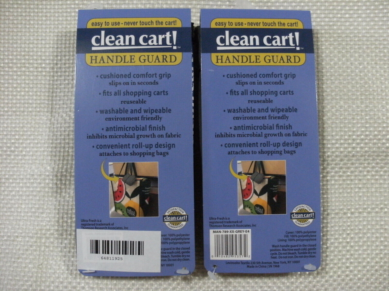 (2) GRAY Clean Shopping Cart Handle Guard Reusable Cover Sanitary Washable Wipe Clean Cart MAN-789-XX-GRAY-E4 - фотография #2