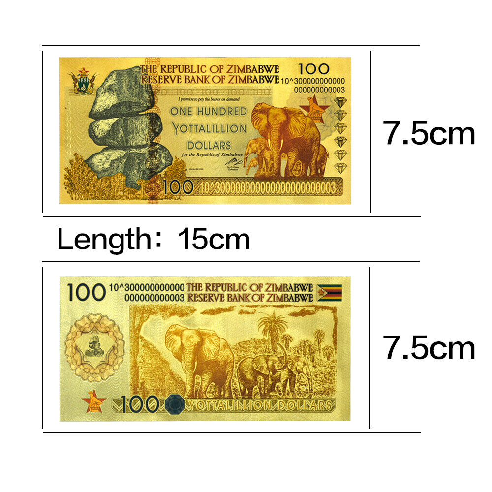 100pcs/lot Zimbabwe Gold Banknotes One Hundred Yottalillion Dollars Home Decor Без бренда - фотография #13