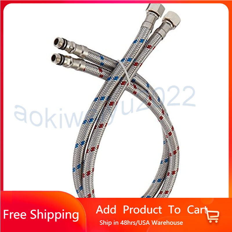 24'' Long Kitchen Faucet Connector Braided Stainless Supply Hose 9/16'' Female Unbranded n/a
