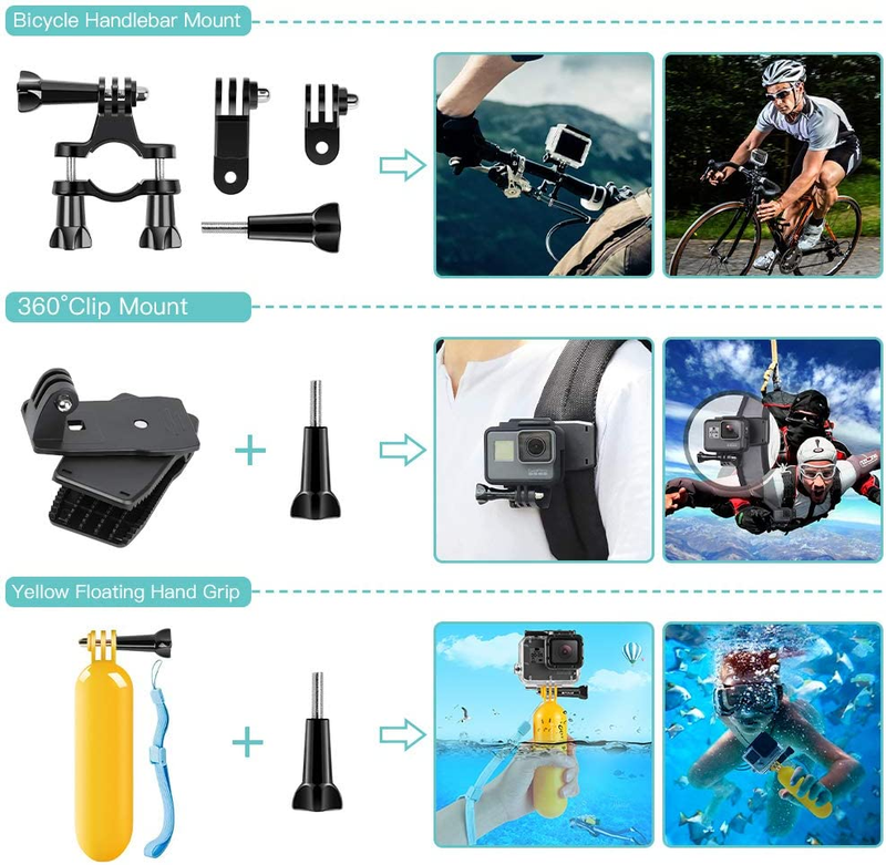 Essentials Accessories Kit for Hero 5/4/3/2/1 Session Hero LCD 18-In-1 Black SmilePowo - фотография #6