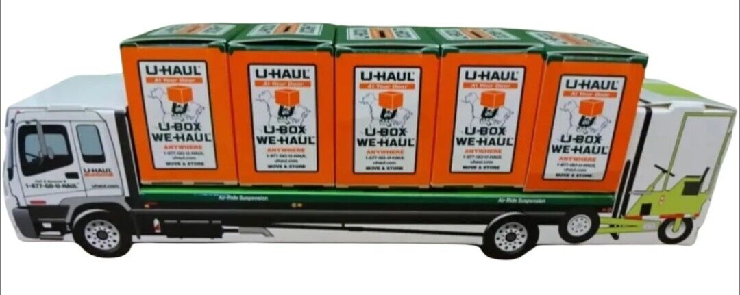 2009 U-HAUL U-Box Cardboard Truck & 5 Coin Toy Banks Advertising- NIP U-Haul