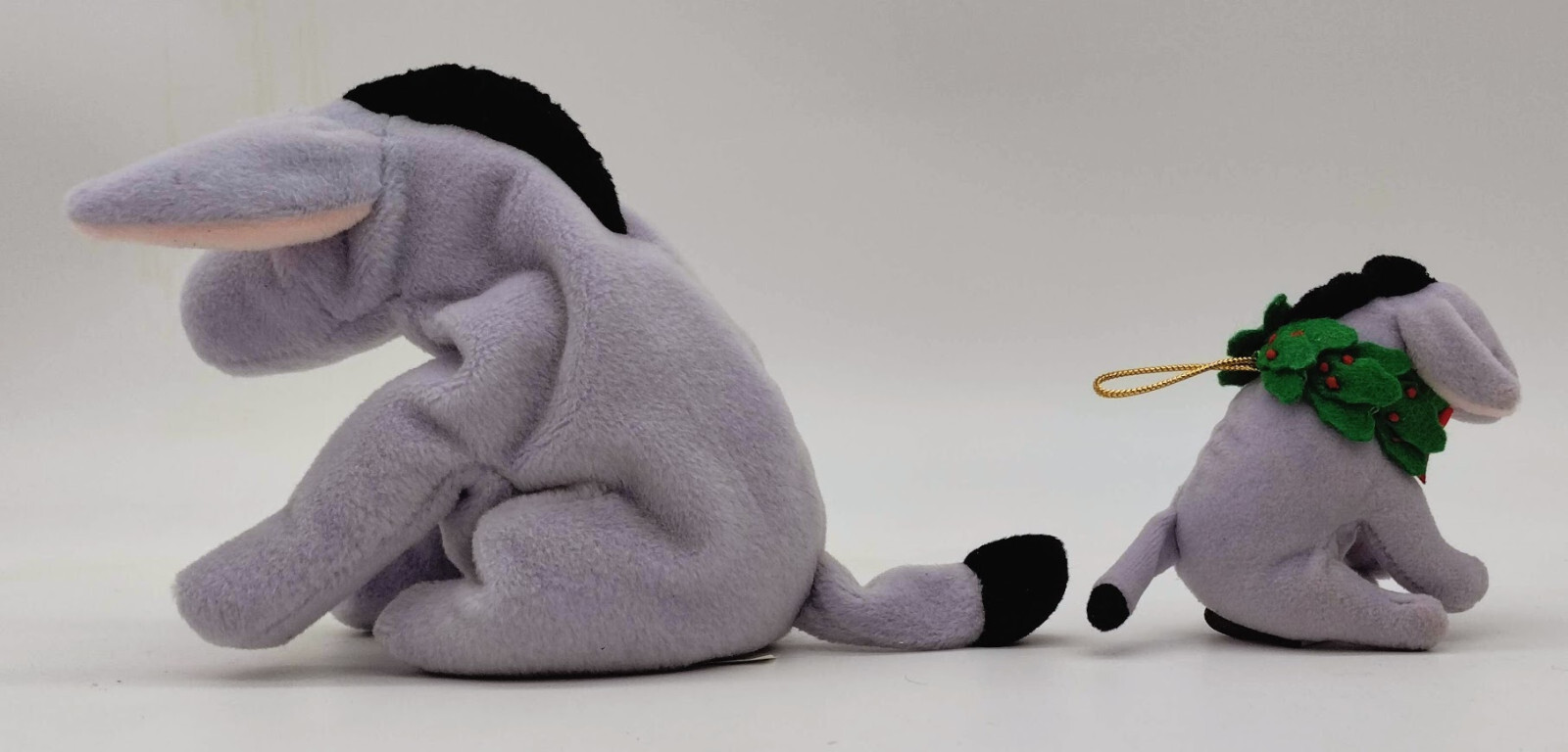 2 GUND Classic Pooh EEYORE Plushes - 3" Christmas Ornament & 6" Bean Bag Style Gund LIC.PAB; 29K67 - фотография #2
