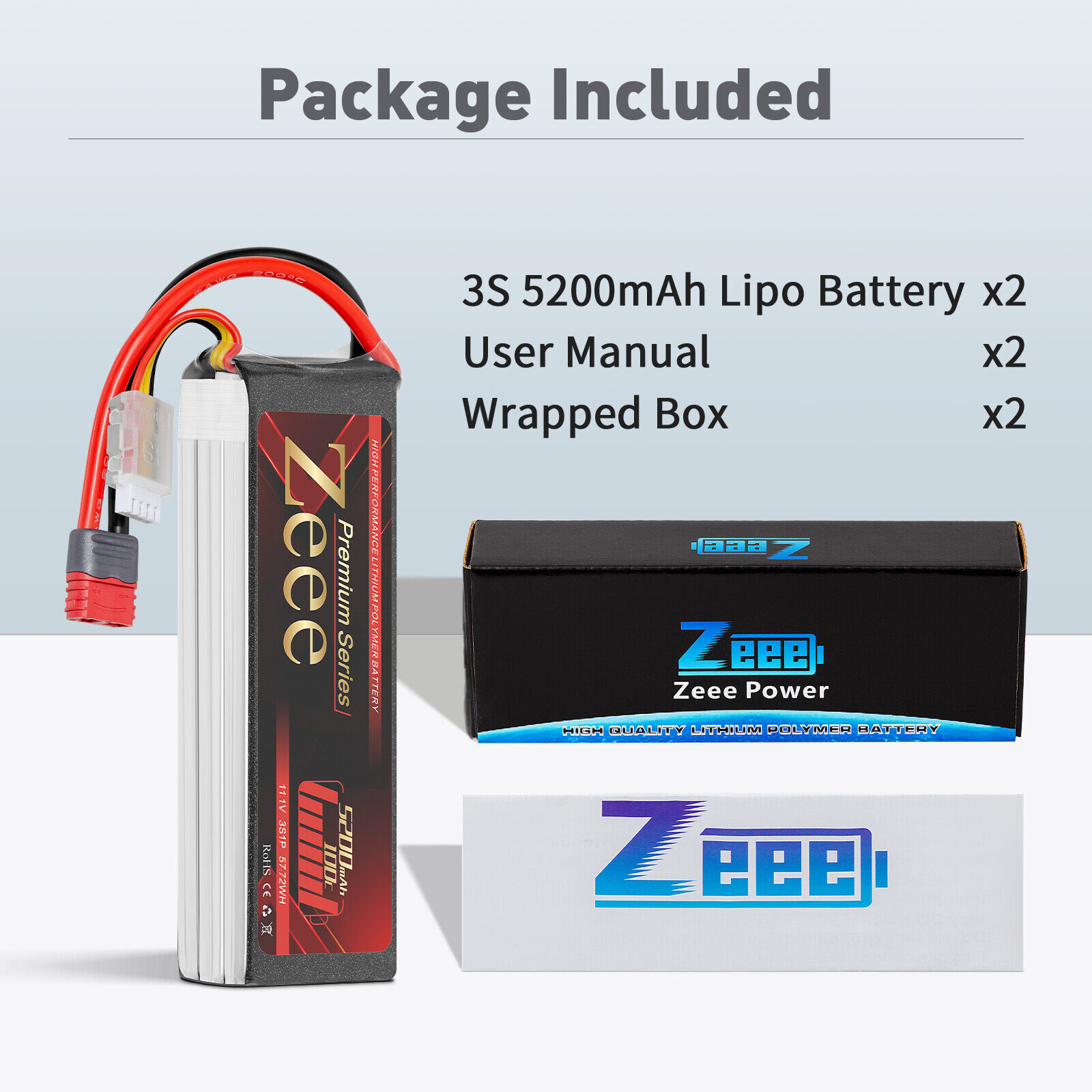 2x Zeee 3S LiPo Battery 11.1V 100C 5200mAh Deans for RC Car Helicopter Truck ZEEE Does Not Apply - фотография #6
