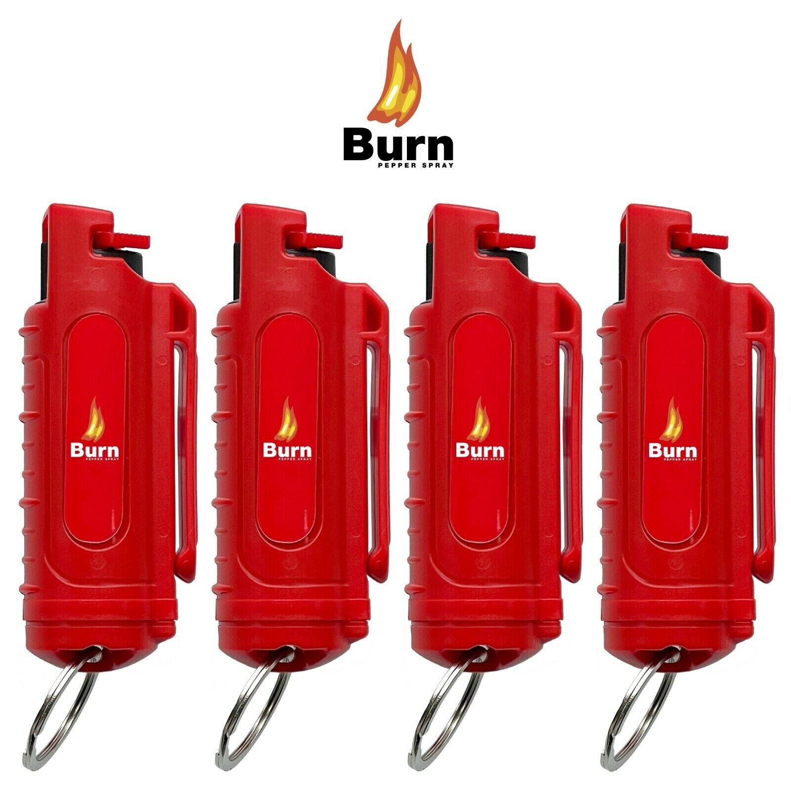 4 Pack BURN Pepper Spray 1/2oz Self Defense Keychcain Security Case Red Burn
