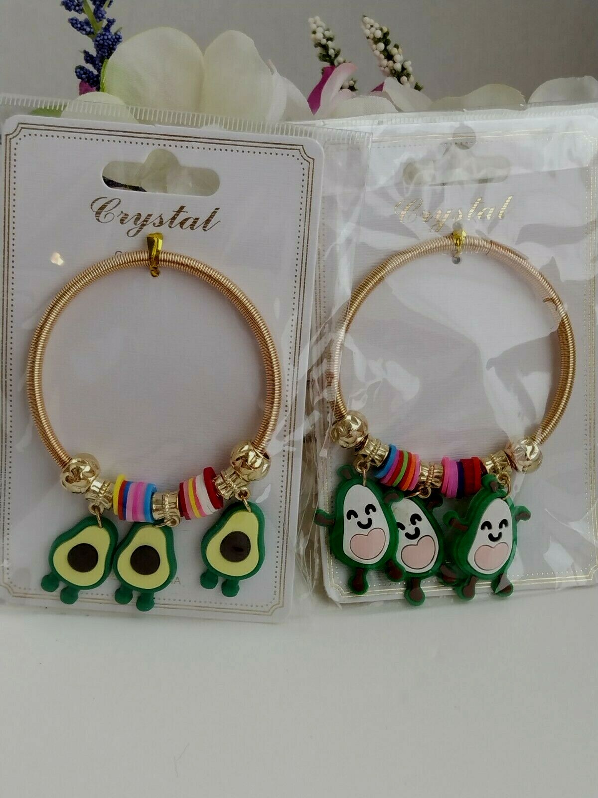 WOMEN LOT Bracelet Stretch AVOCADOS CHARMS NEW 6 . Crystal - фотография #3