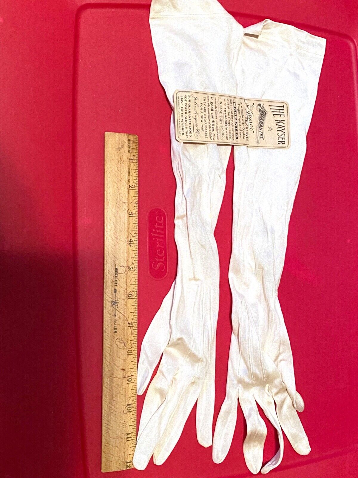 1893 Women's Julius Kayser Long Silk Gloves Silk Buttons UNUSED + AD !RARE FIND! Kayser