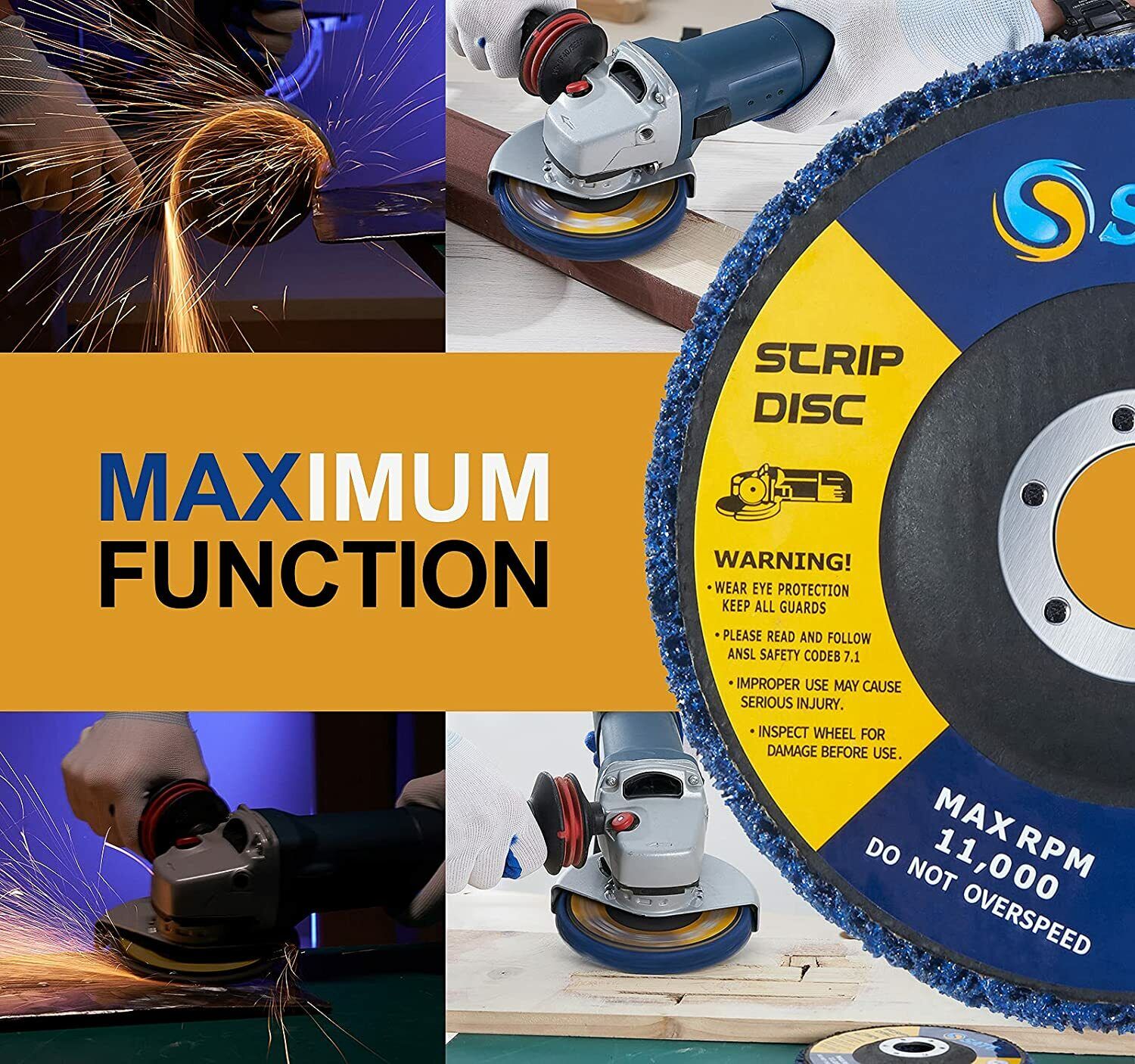 5PCS 5" x 7/8" Blue Strip Clean Disc Paint Stripping Rust Removal Sanding Wheels Satc Does not apply - фотография #5