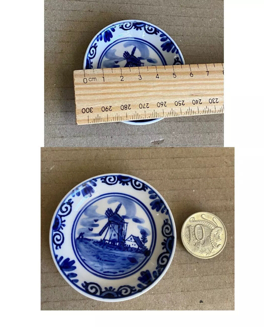 Lot of2 Souvenirs: Delft Blue Mini Windmill Pin Dish Plat Holland /Pair of Clogs Без бренда - фотография #9