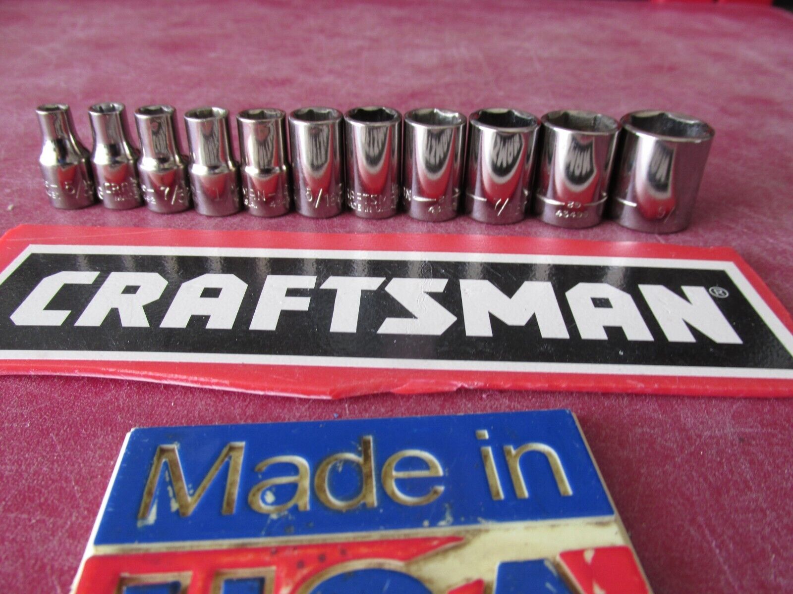 CRAFTSMAN USA ~1/4" Drive SAE Socket Set ~ 6 PT ~ Sizes 5/32" Thru 9/16" ~ 11PCS Craftsman - фотография #2