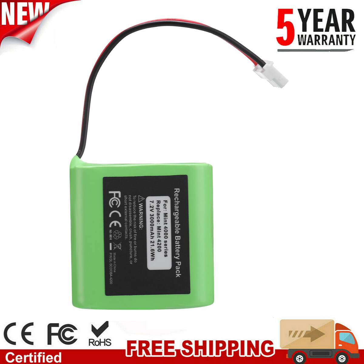 7.2V 3000mAh Replacement Battery for iRobot Mint 4200/4205 & Braava 320/321 Unbranded Does not apply