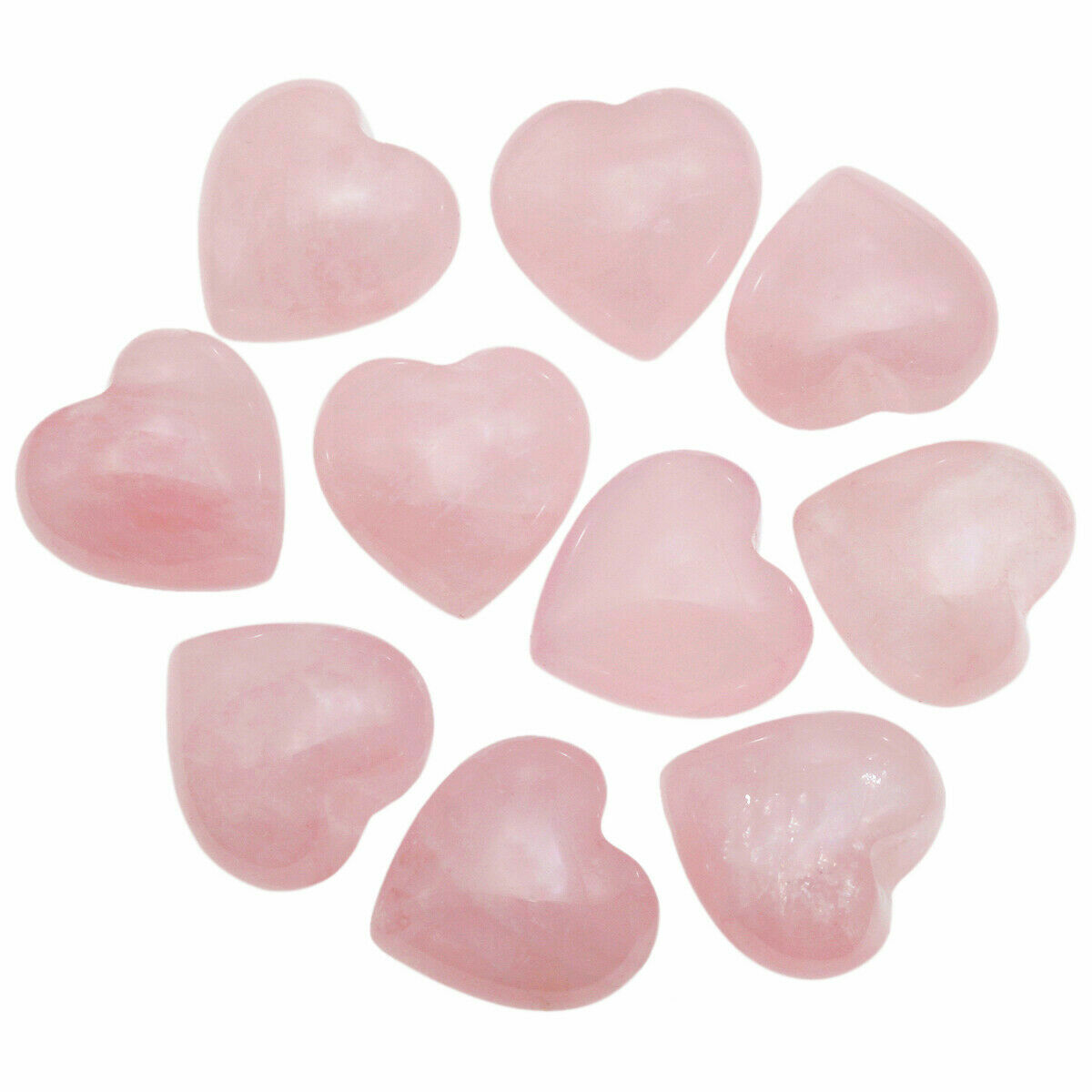 10Pcs Natural Rose Quartz Pocket Palm Worry Stones Puff Heart Healing Crystal Unbranded Does not apply - фотография #11
