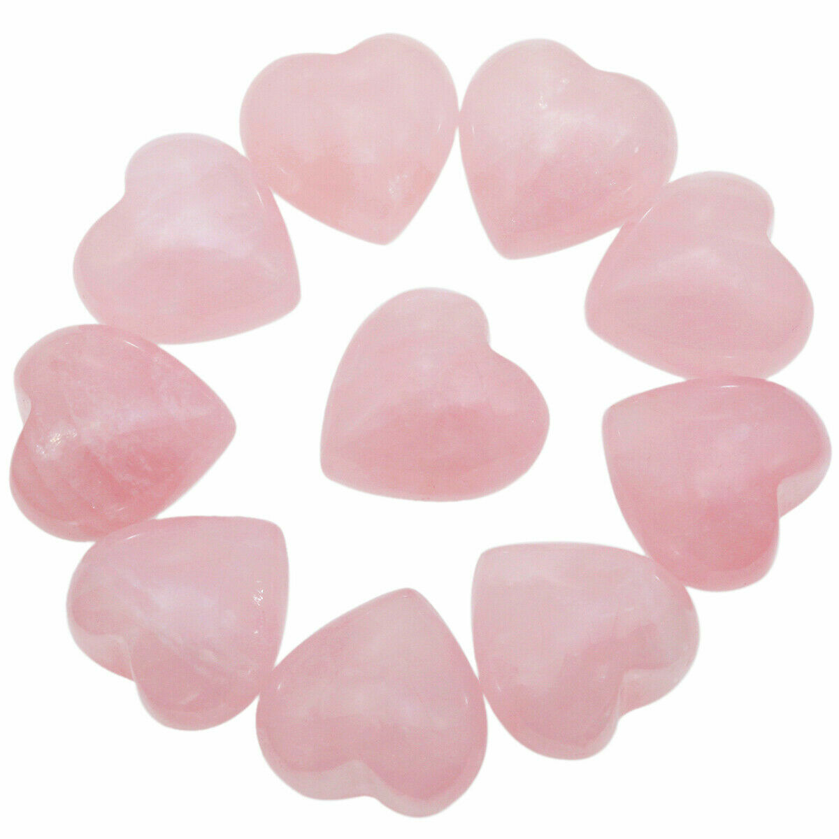 10Pcs Natural Rose Quartz Pocket Palm Worry Stones Puff Heart Healing Crystal Unbranded Does not apply