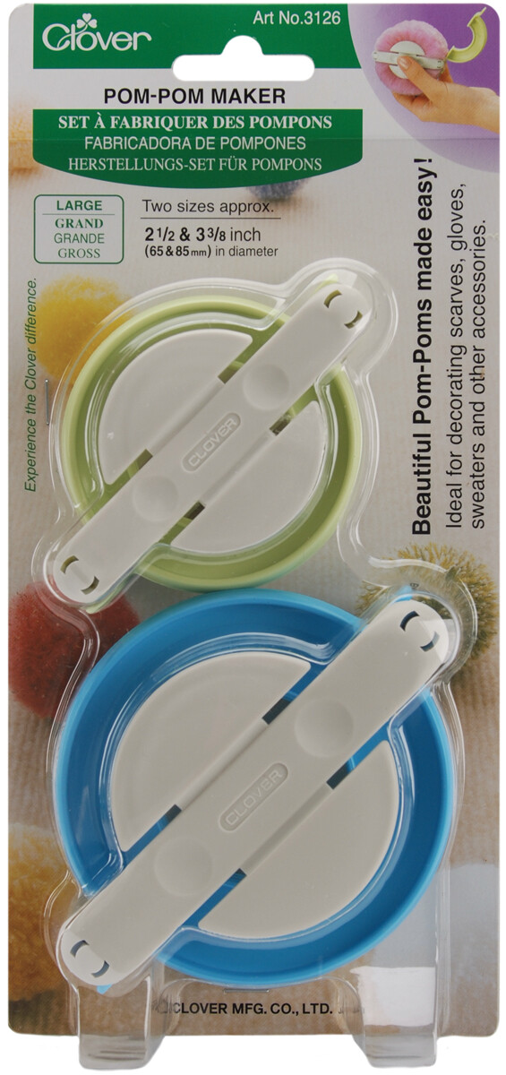 Clover 3126 Pom-Pom Makers Large-2.5" & 3.375" 2/Pkg (3Pk) Clover 3126