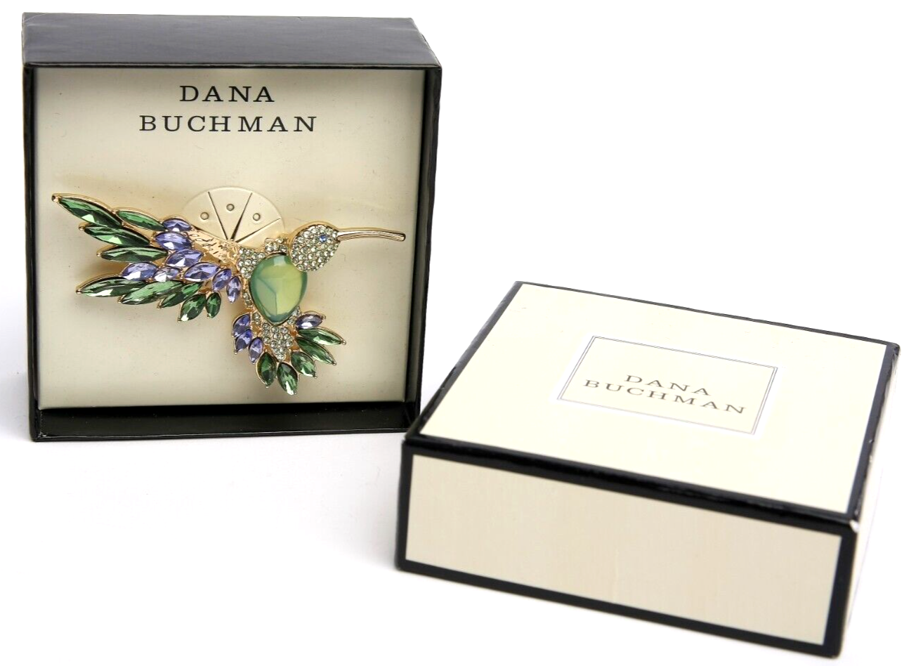 Dana Buchman Hummingbird Green & Purple Crystal Rhinestone Gold Tone Brooch Pin Dana Buchman - фотография #4