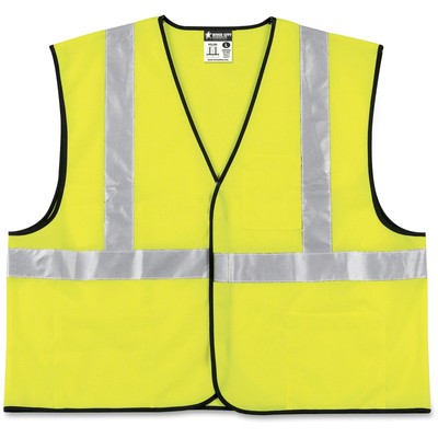 Crews Ansi Class Ii Safety Vest - Largepolyester - 1each - Lime Green, Silver MCR Safety vcl2sll - фотография #2