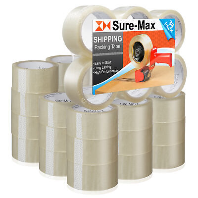 36 Rolls Carton Sealing Clear Packing Tape Box Shipping - 2 mil 2" x 55 Yards Sure-Max Does Not Apply