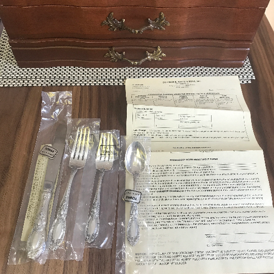 Vintage Towle King Richard Sterling Silver Dinner Flatware Unused w/ Case 1980's Towle - фотография #3