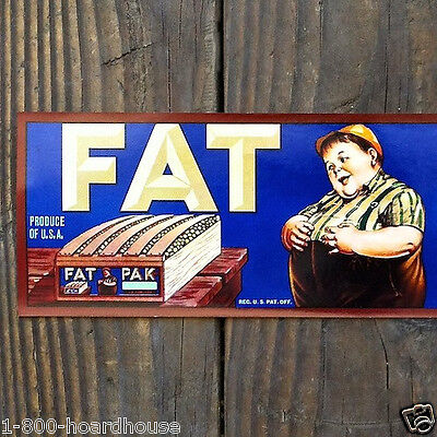 Vintage Original FAT PAK FRUIT VEGETABLE CRATE Box Label Fatty Arbunkle themed Fat Pak