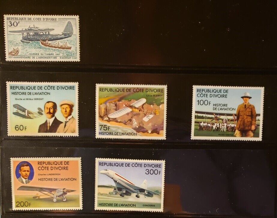 Ivory Coast Aircraft & Aviation Stamps Lot of 7 - MNH  - See Details for List Без бренда