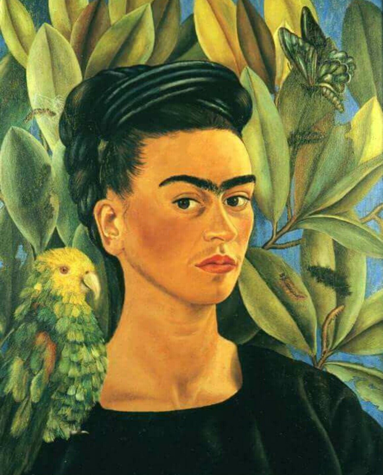 Print -    Self portrait with bonito - by Frida Kahlo Без бренда