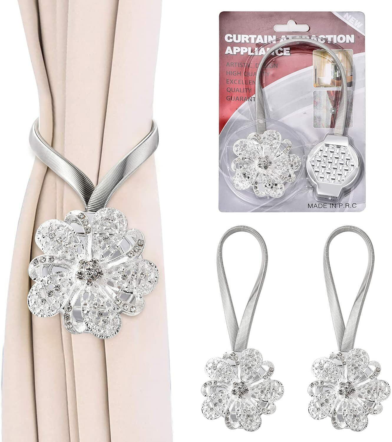 2 Packs Magnetic Curtain Tiebacks Extendable Floral Drape Holder Hangings Clip iMounTEK Does Not Apply - фотография #2
