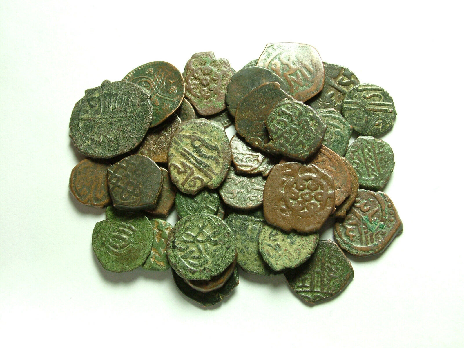 Lot 3 Rare original Islamic copper Bronze Mangir coins/Arabic/Ottoman Empire 15c Без бренда - фотография #3