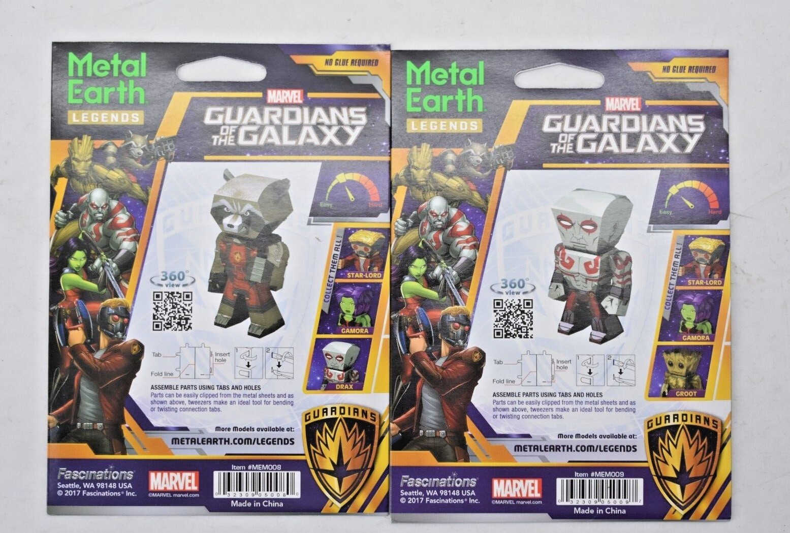 Fascinations Metal Earth Legends Guardians Of The Galaxy Drax & Rocket Model Kit Fascinations MEM008 - фотография #2