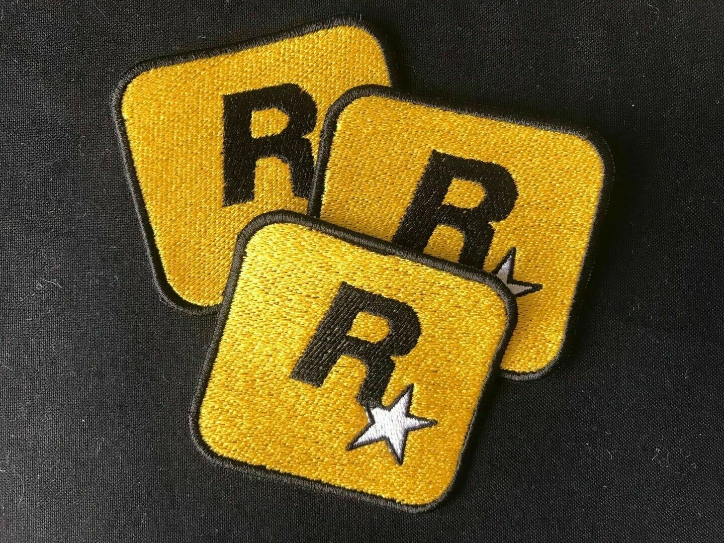 2 PIECES ROCKSTAR PATCH GAMES PLAYSTATION LOGO PS4 VIDEO GAME IRON ON YELLOW  Handmade