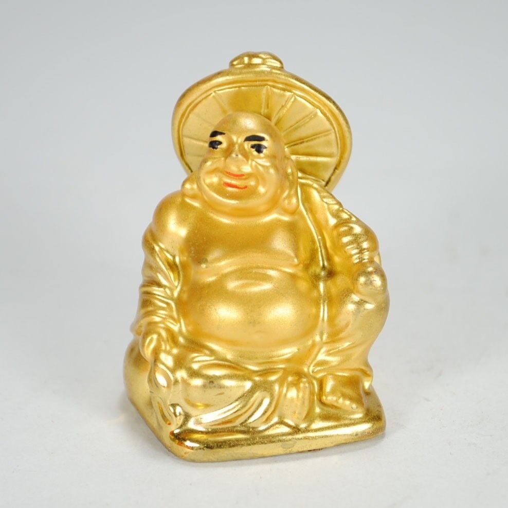SET OF 6 GOLDEN HAPPY BUDDHA STATUES 2" Gold Color Hotei Fat Laughing Resin Lot Без бренда - фотография #7