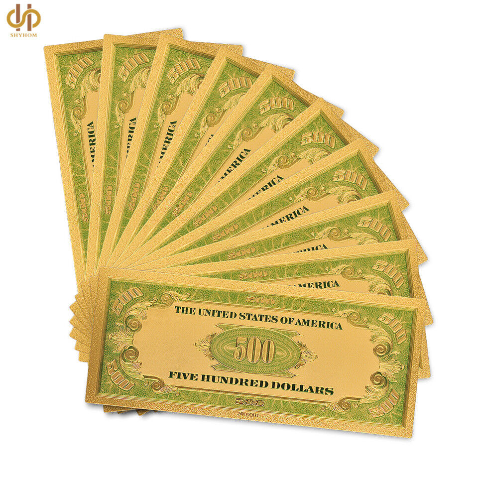 100PCS/lot 1918 US $500 Dollar Gold Banknote Colored Novelty Money Gifts Без бренда - фотография #3
