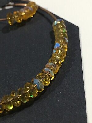Bracelet & Hoop Earring Set Simple Jewelry AC Wire & Czech Topaz Glass Beads💛1 MrsQueenBeead - фотография #3