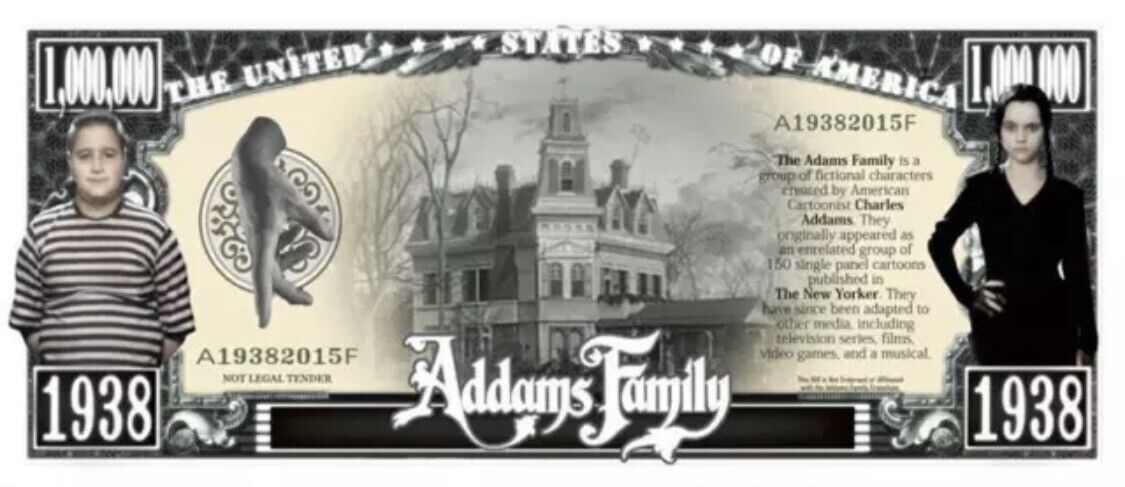 The Addams Family Pack of 50 Collectible Funny Money 1 Million Dollar Bills Playmates - фотография #2