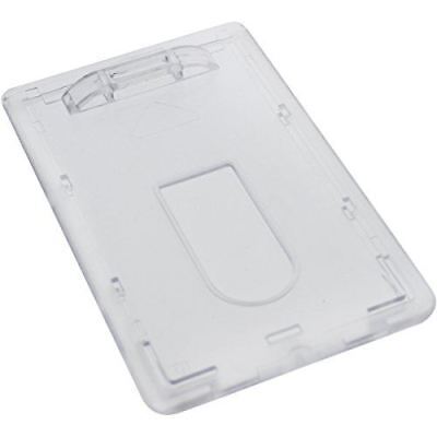 3 Heavy Duty Vertical ID Badge Holders - Rigid Hard Clear Plastic- HOLDS 1 CARD Specialist ID SPID-1400