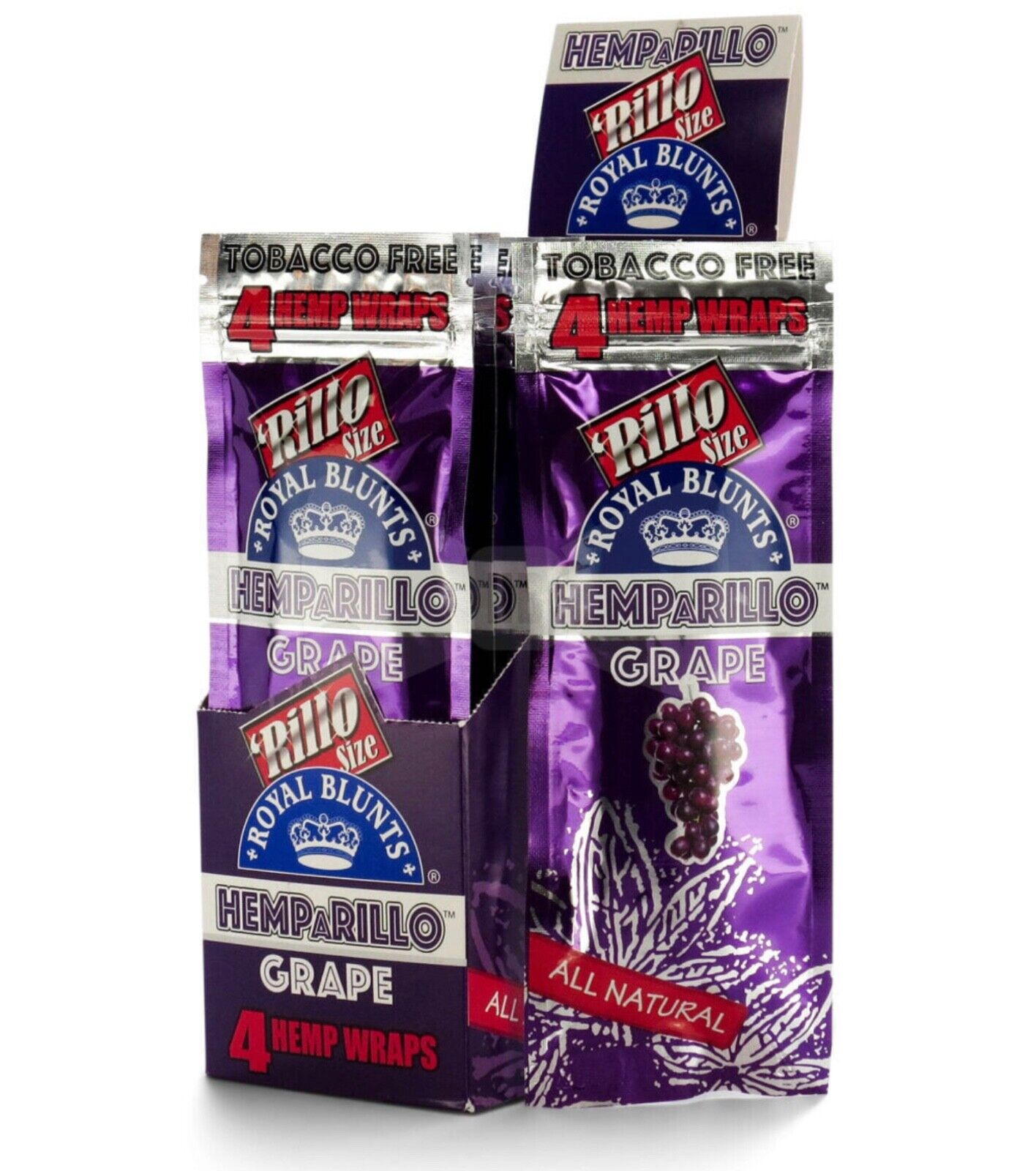 Royal Rillo Herbal Papers Purple Grape 5/4ct Packs=20pc Royal Blunts