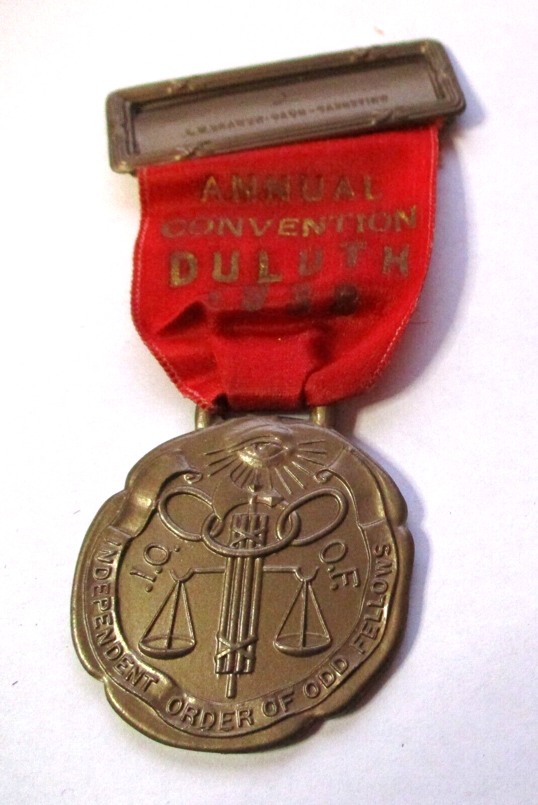 VINTAGE 1938 IOOF INDEPENDENT ORDER of ODD FELLOWS DULUTH MINN. CONVENTION MEDAL Без бренда