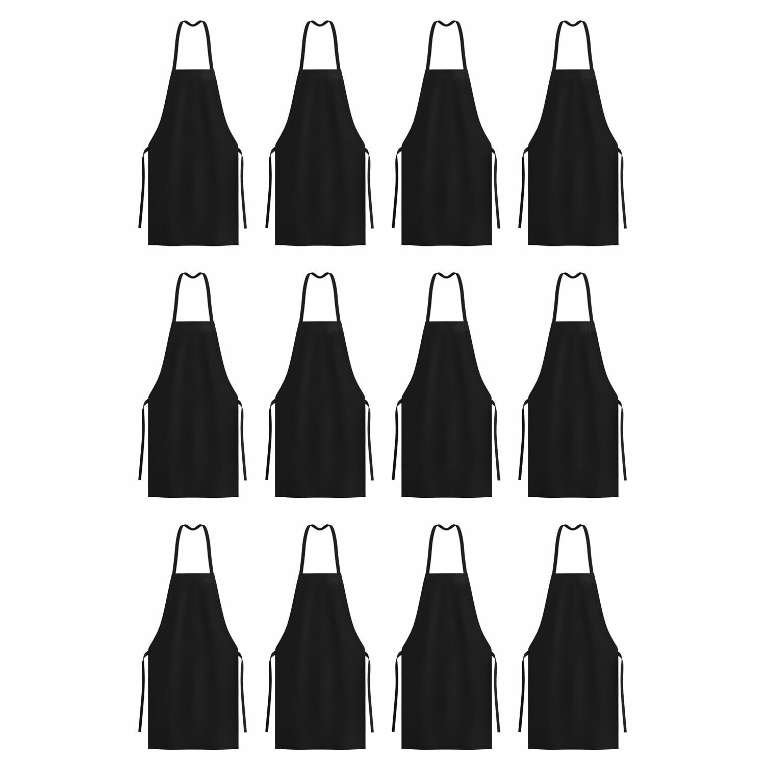 12 Pack of Kitchen Aprons - Full Bib Size Polyester Apron - Black Red or White Arkwright Does Not Apply