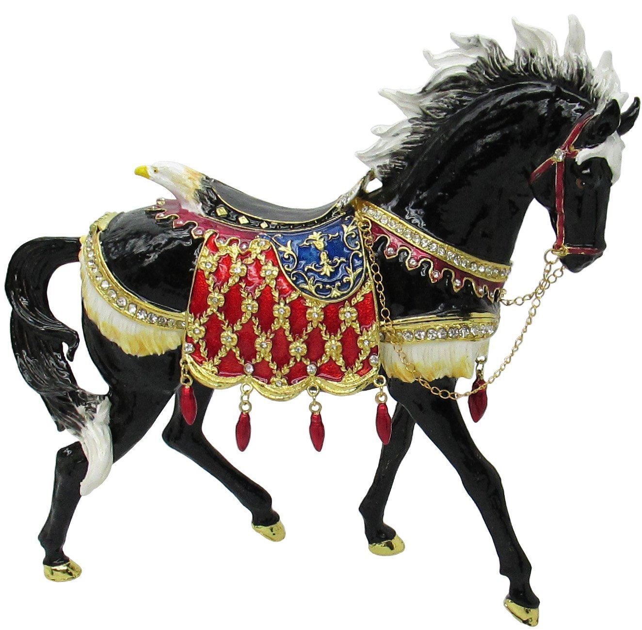 X-Large Horse Jeweled Trinket Box with Austrian Crystals, Black Без бренда - фотография #4