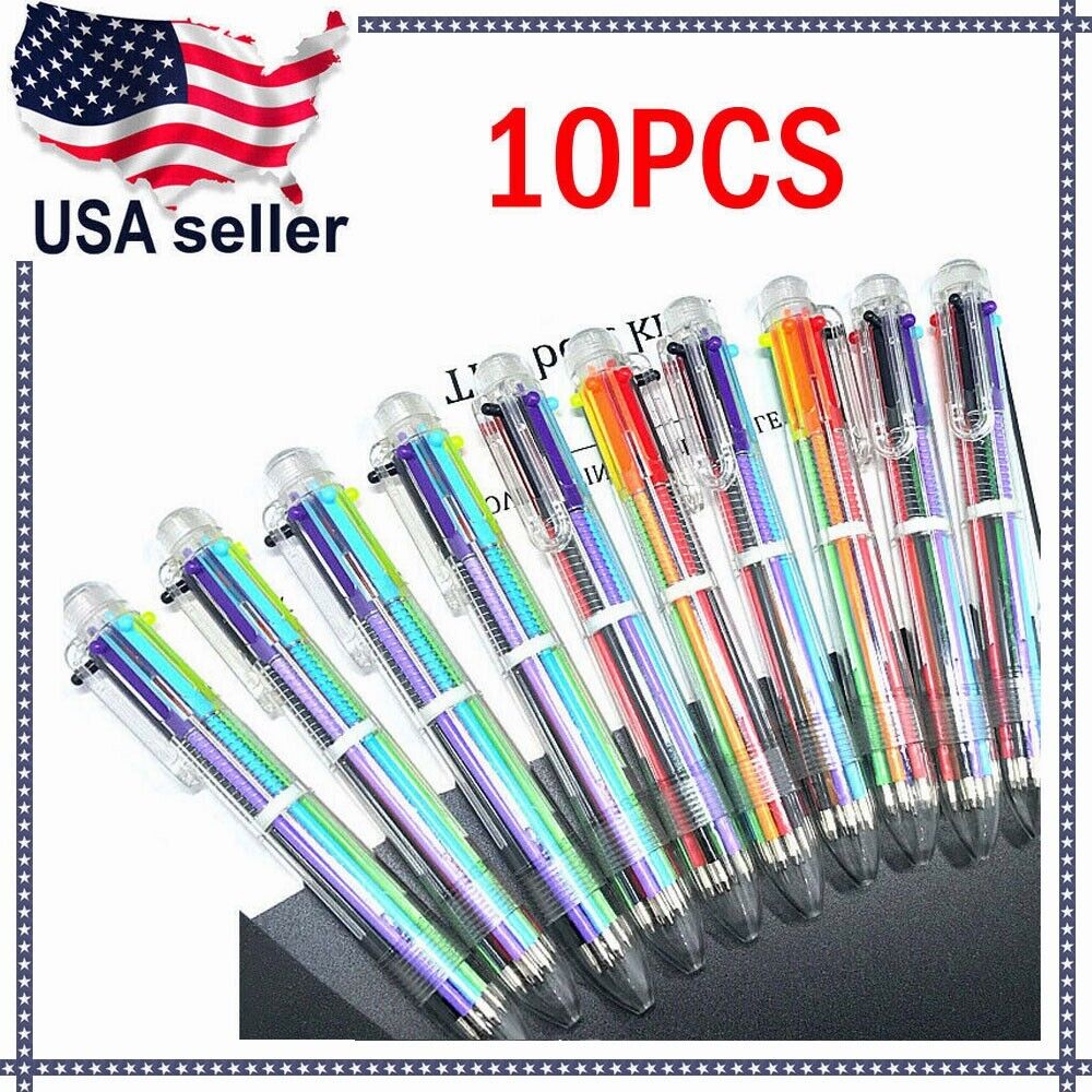 Wholesale 10PCS Multi-color 6 in 1 Ballpoint Pens Kids School Office Pen Supply Unbranded